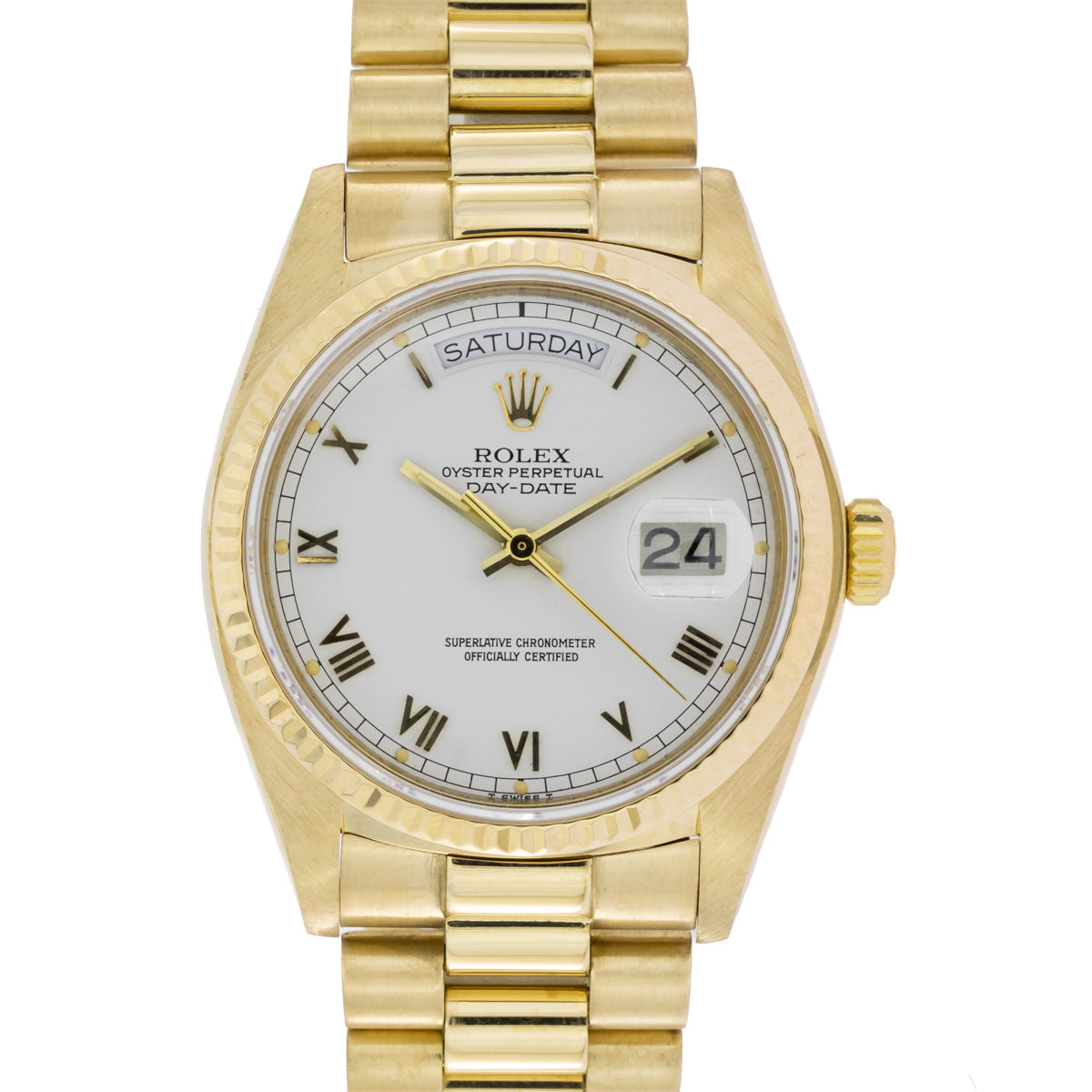 Rolex Day-Date 36 White Roman Dial | 18Karat Yellowgold | 18038