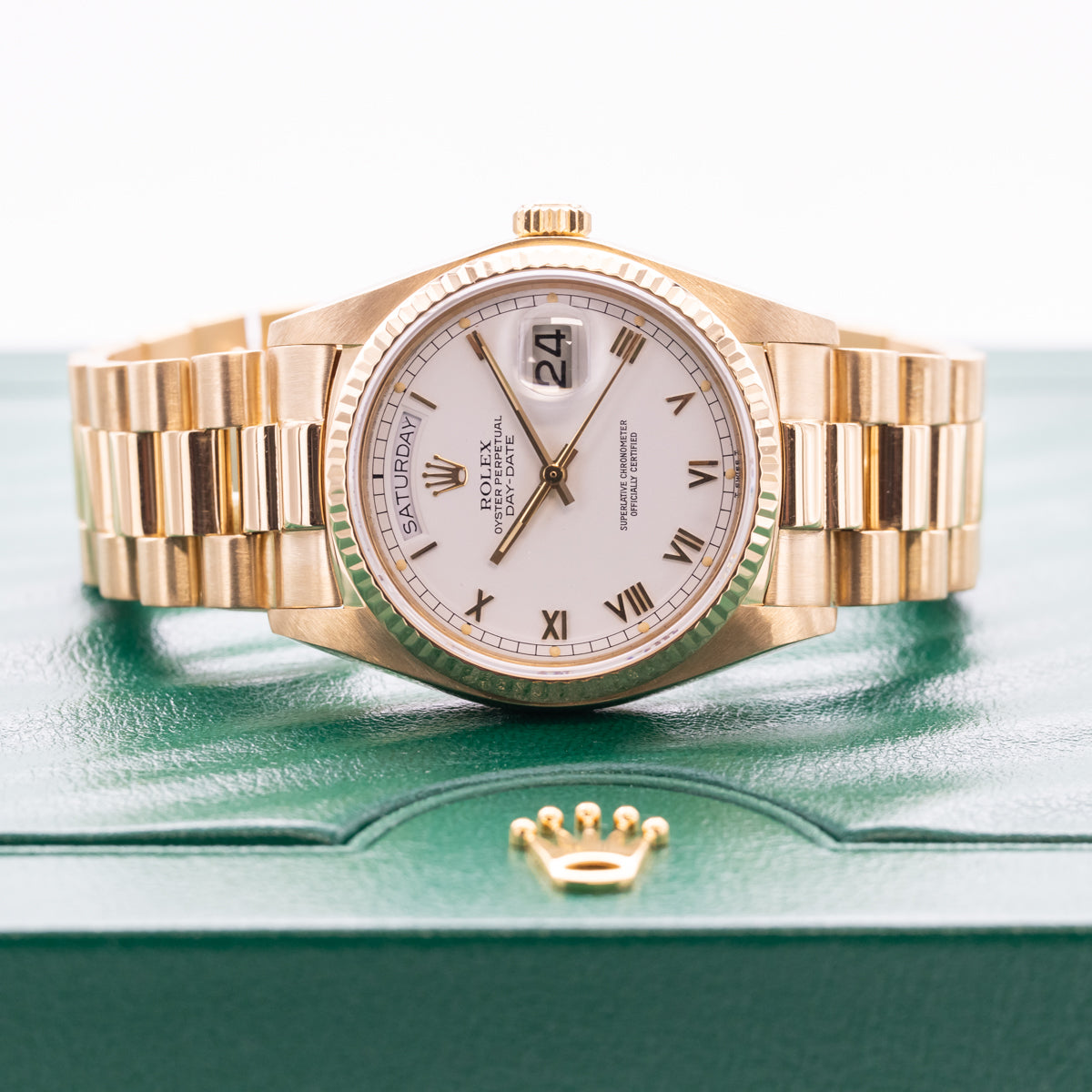 Rolex Day-Date 36 White Roman Dial | 18 carat yellow gold | 18038