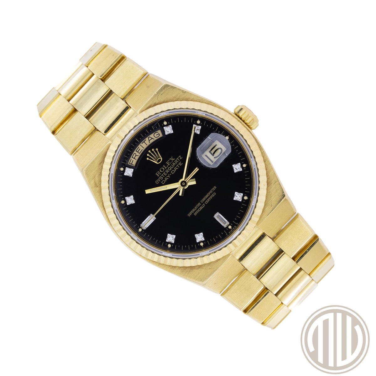 Rolex Day-Date Oysterquartz Yellowgold | Diamond Dial | Unpolished | Box and Papers | 1984