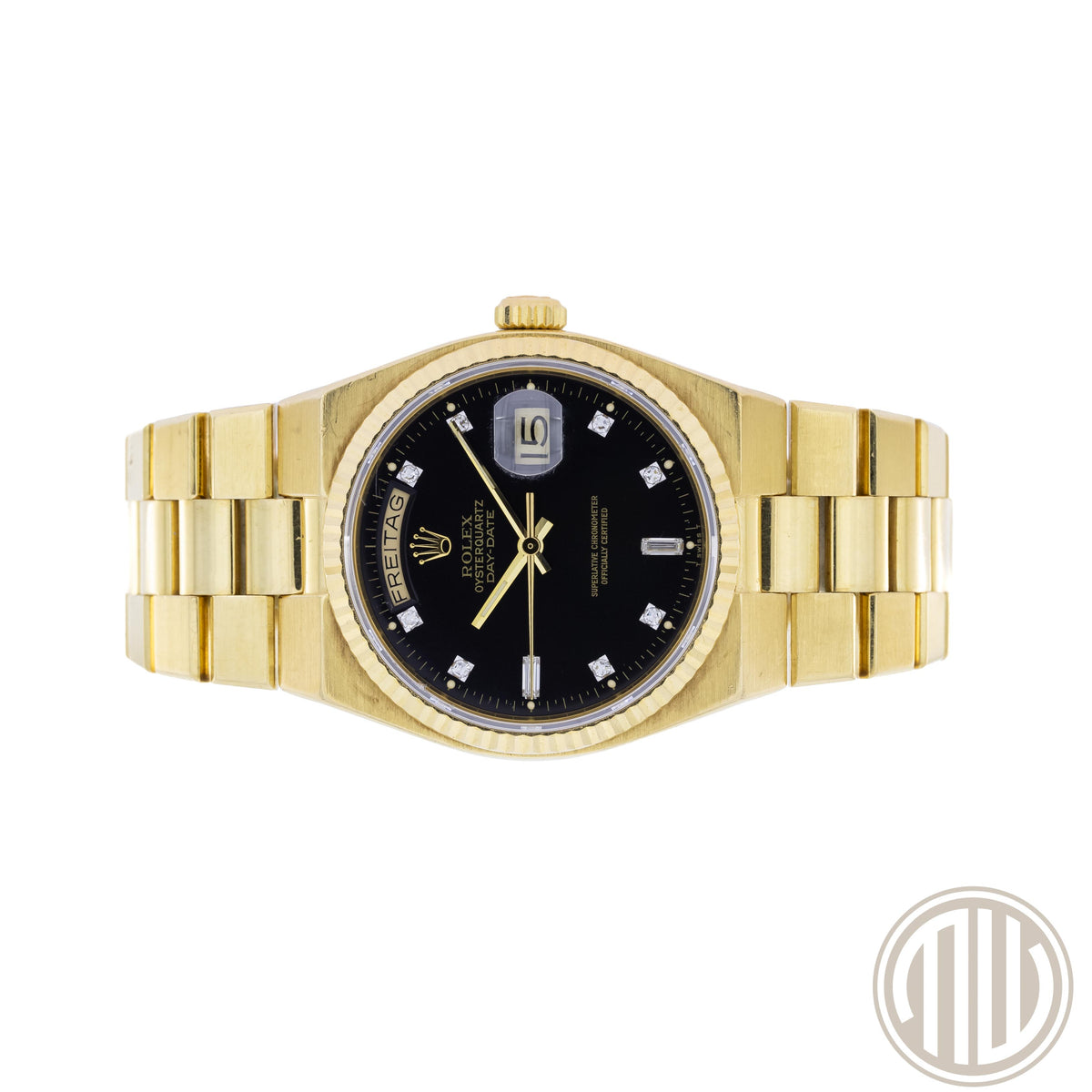 Rolex Day-Date Oysterquartz Yellowgold | Diamond Dial | Unpolished | Box and Papers | 1984