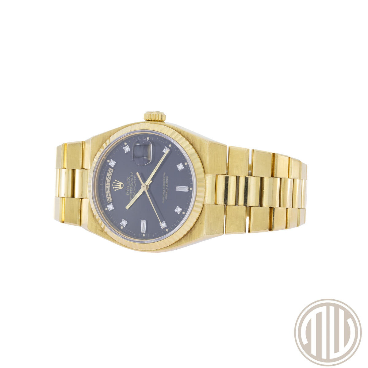 Rolex Day-Date Oysterquartz Yellowgold | Diamond Dial | Unpolished | Box and Papers | 1984