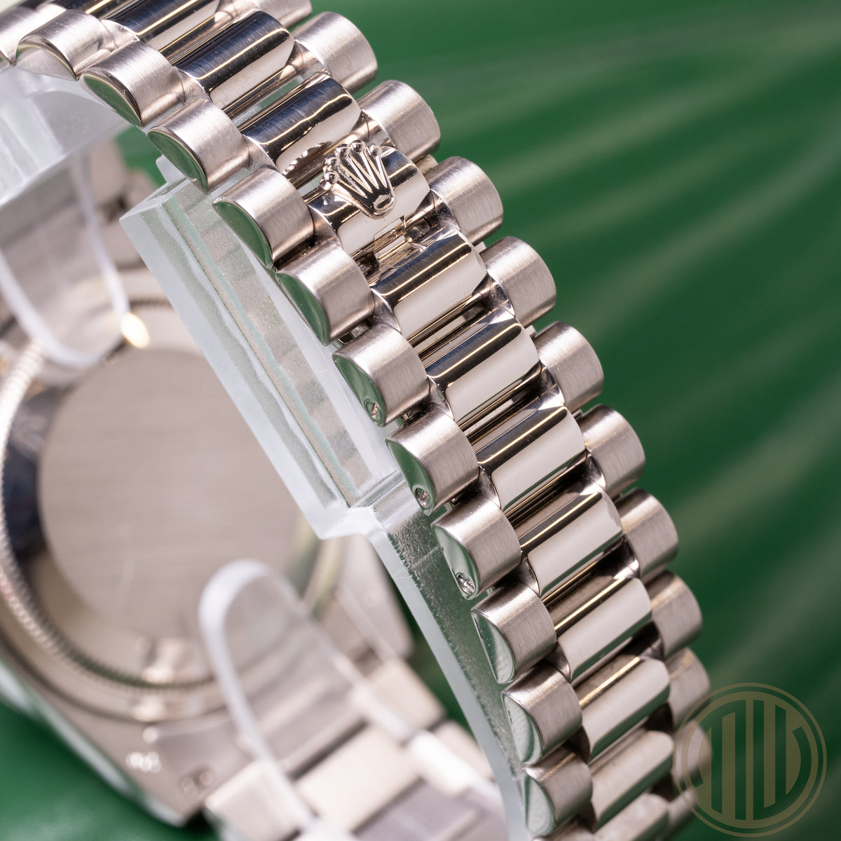 Rolex Day-Date 36 Platinum Wave Dial | 18ct Whitegold | Lc100 | Box and Papers | 2009