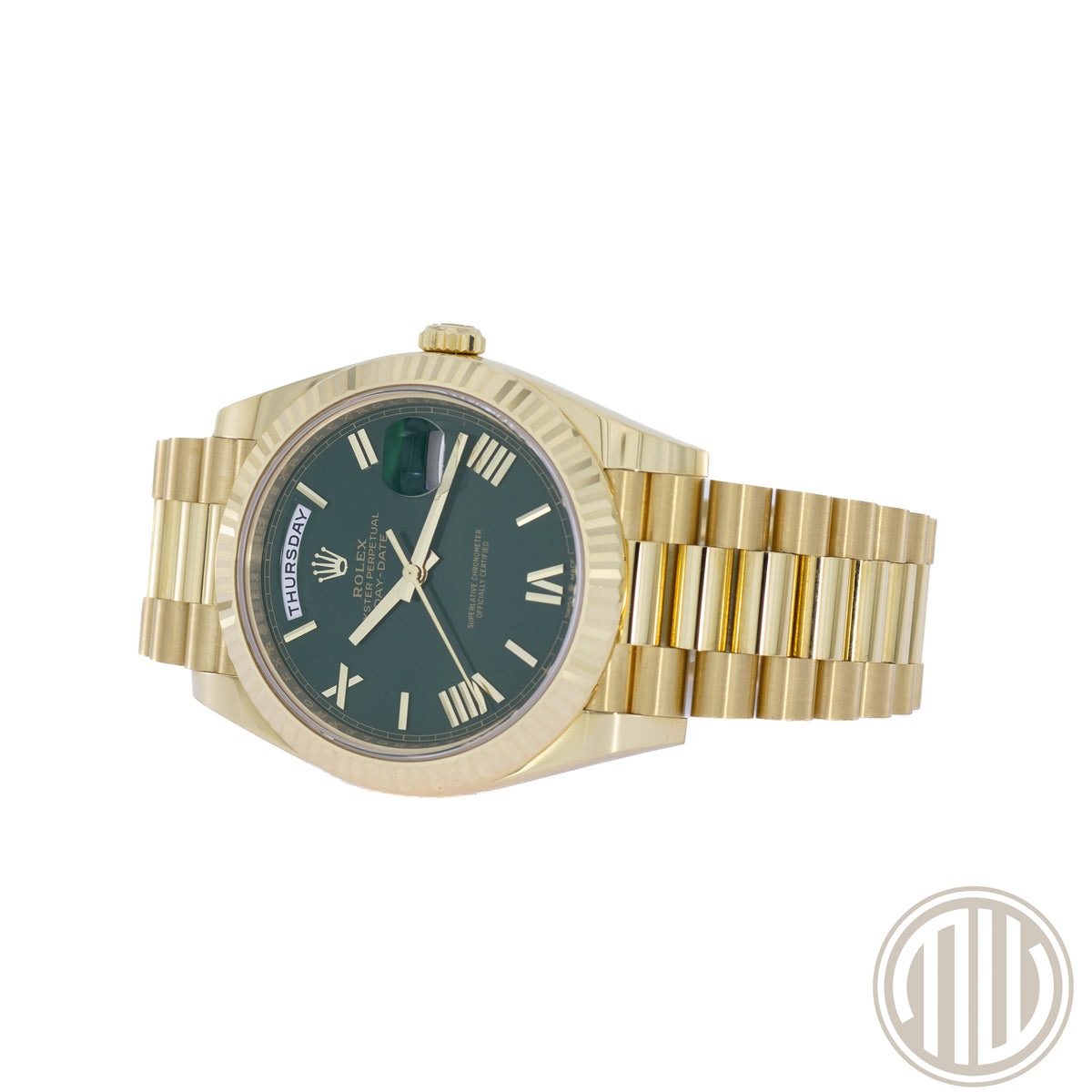 Rolex Day-Date 40 Green Dial | Orig.Invoice | 18ct Yellow-Gold | Box and Papers | 2024