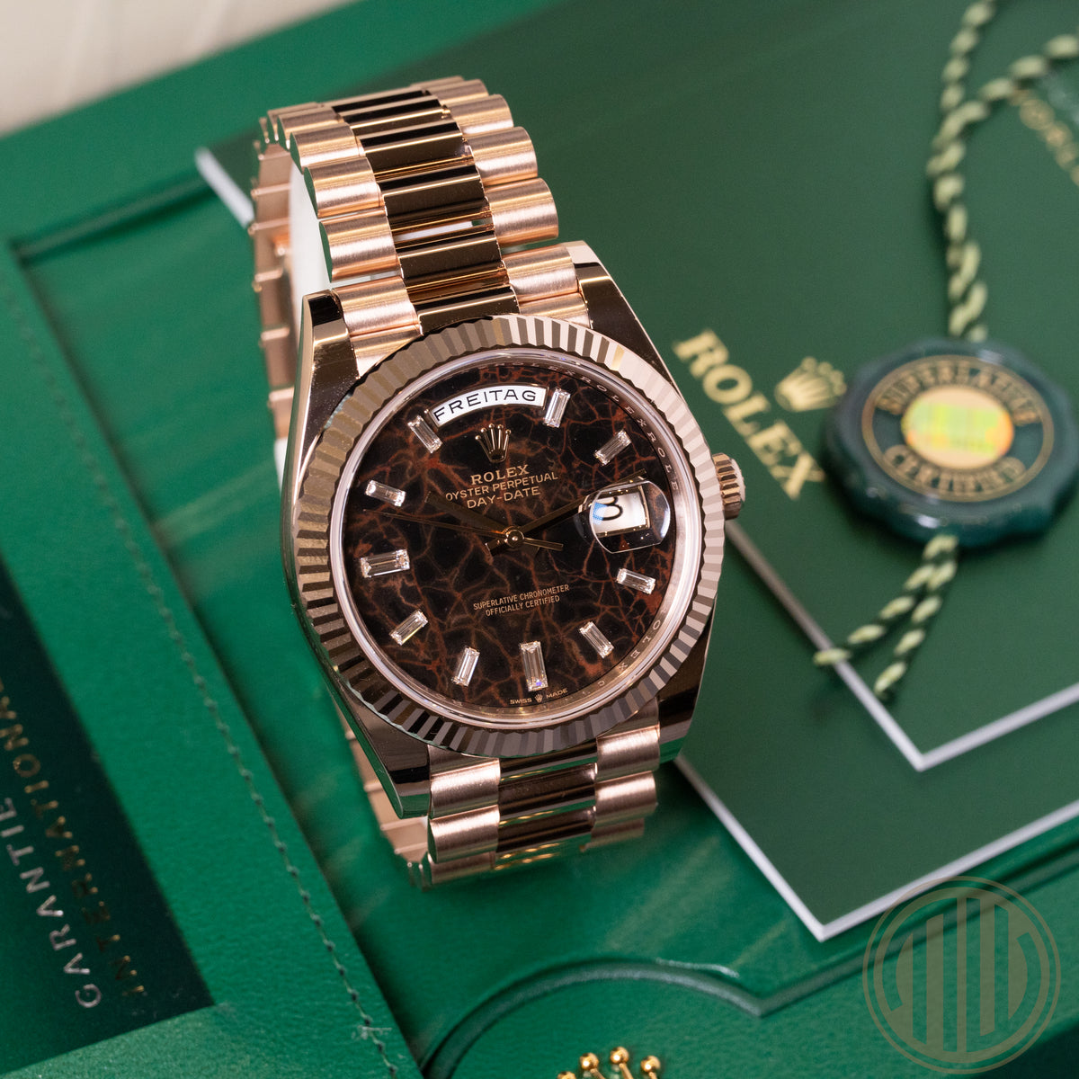 Rolex Day-Date 40 Eisenkiesel Dial | New | 18ct Everest | Box and Papers | 2024