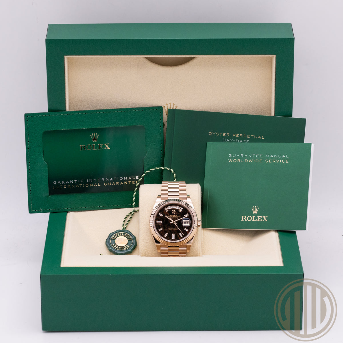 Rolex Day-Date 40 Eisenkiesel Dial | New | 18ct Everest | Box and Papers | 2024