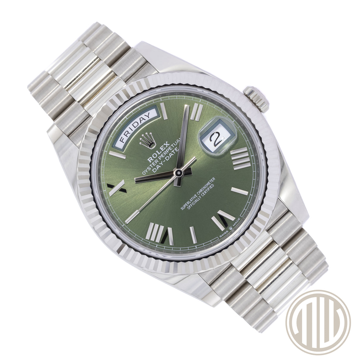 Rolex Day-Date 40 Olive Dial | 18kt Whitegold | Box and Papers | 2021 | 228239