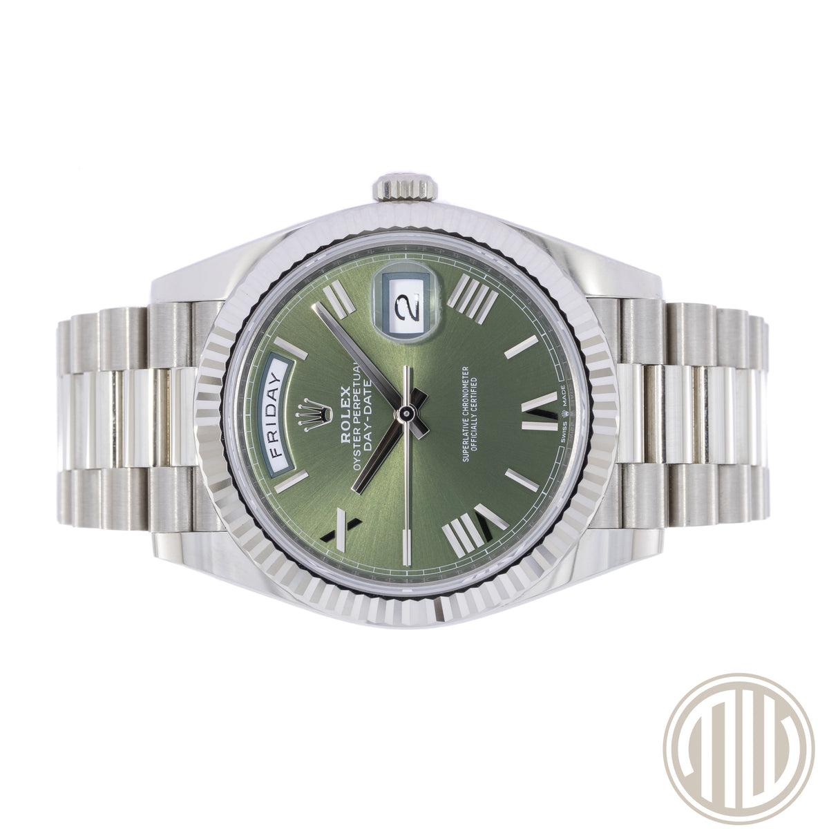 Rolex Day-Date 40 Olive Dial | 18kt Whitegold | Box and Papers | 2021 | 228239