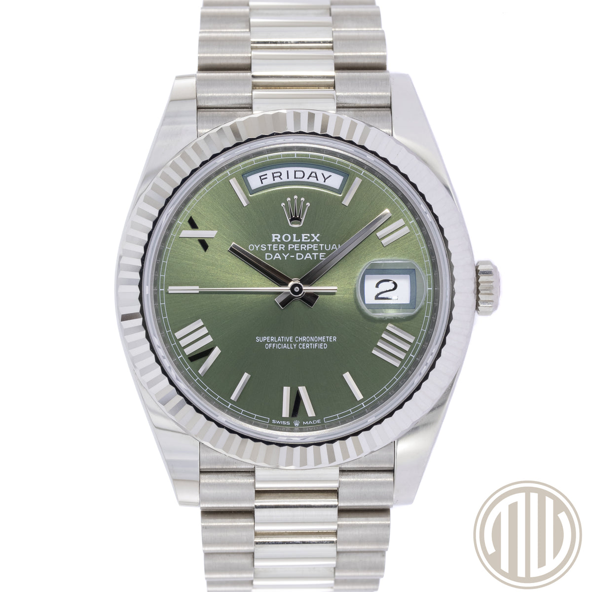 Rolex Day-Date 40 Olive Dial | 18kt Whitegold | Box and Papers | 2021 | 228239