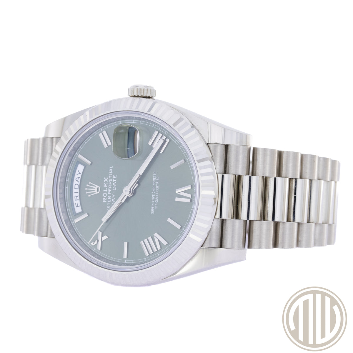 Rolex Day-Date 40 Olive Dial | 18kt Whitegold | Box and Papers | 2021 | 228239