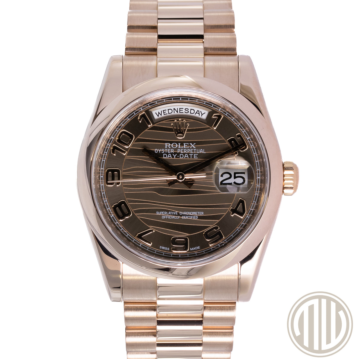 Rolex Day-Date 36 Chocolate Wave Dial | 18kt Everose | Box and Papers | 2015
