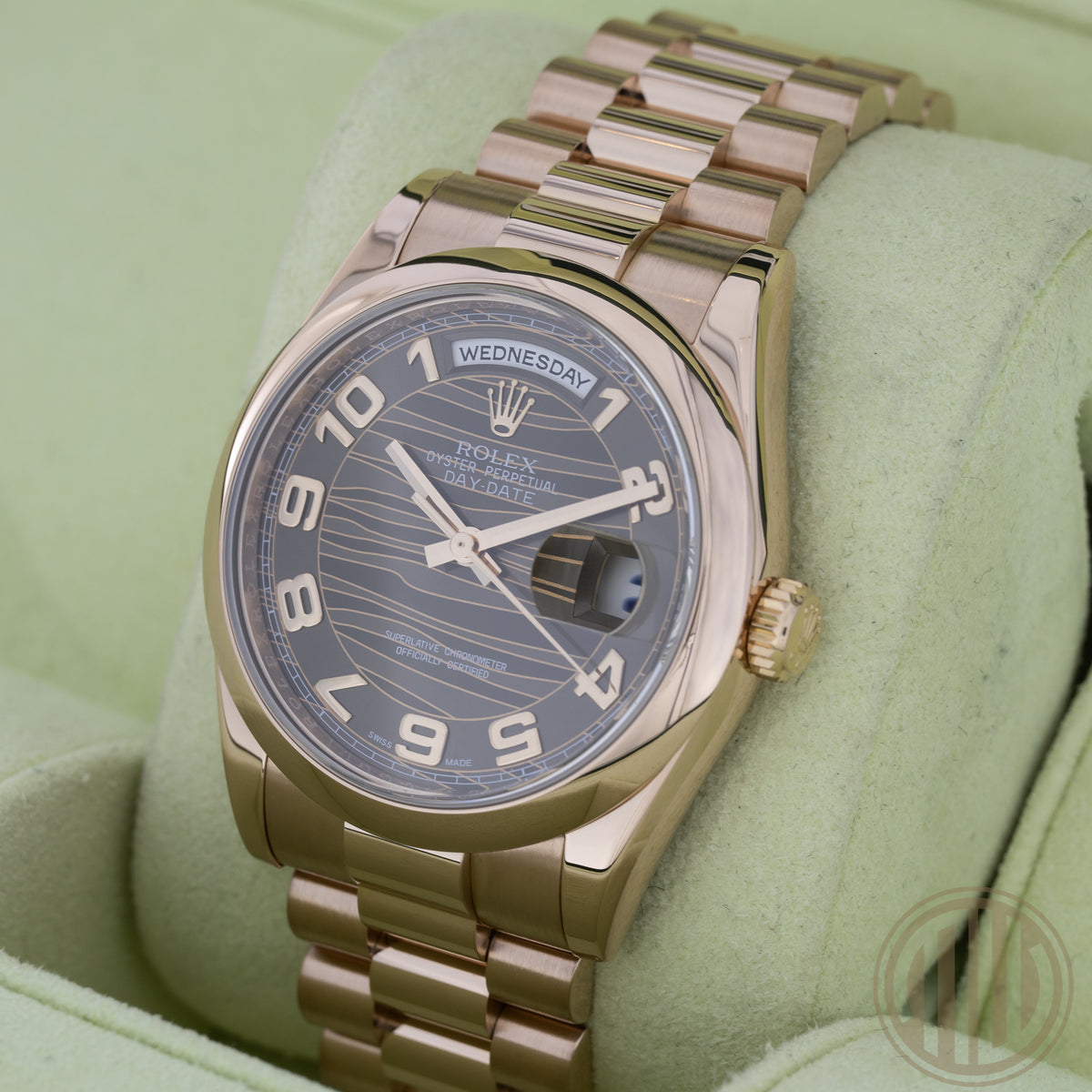 Rolex Day-Date 36 Chocolate Wave Dial | 18kt Everose | Box and Papers | 2015