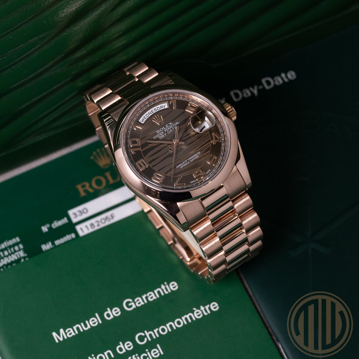 Rolex Day-Date 36 Chocolate Wave Dial | 18kt Everose | Box and Papers | 2015