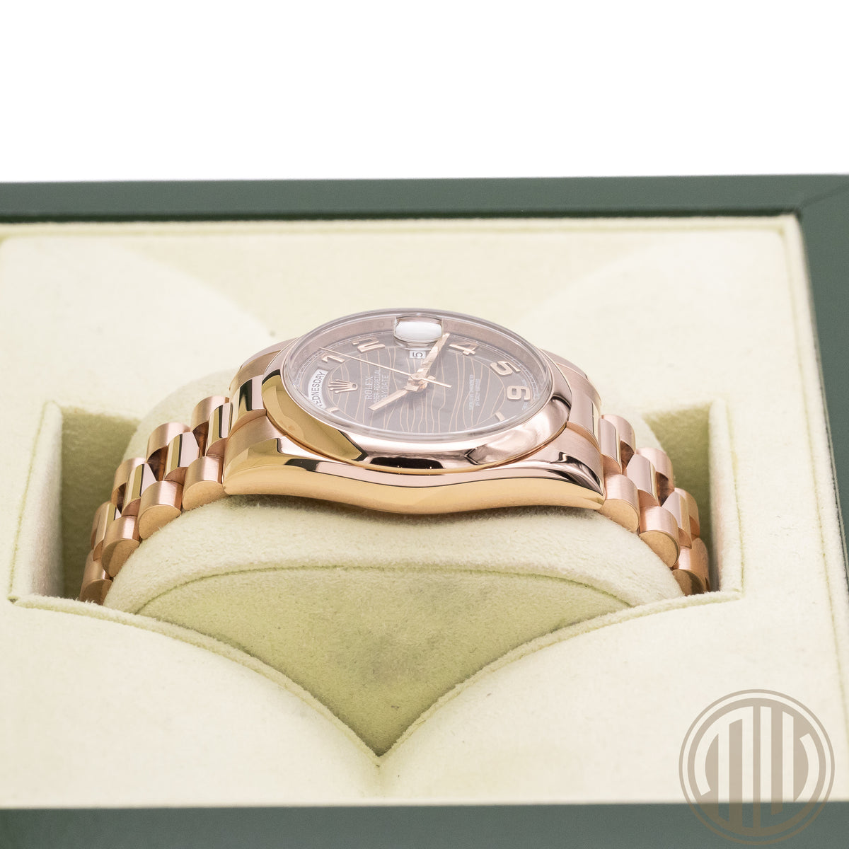 Rolex Day-Date 36 Chocolate Wave Dial | 18kt Everose | Box and Papers | 2015
