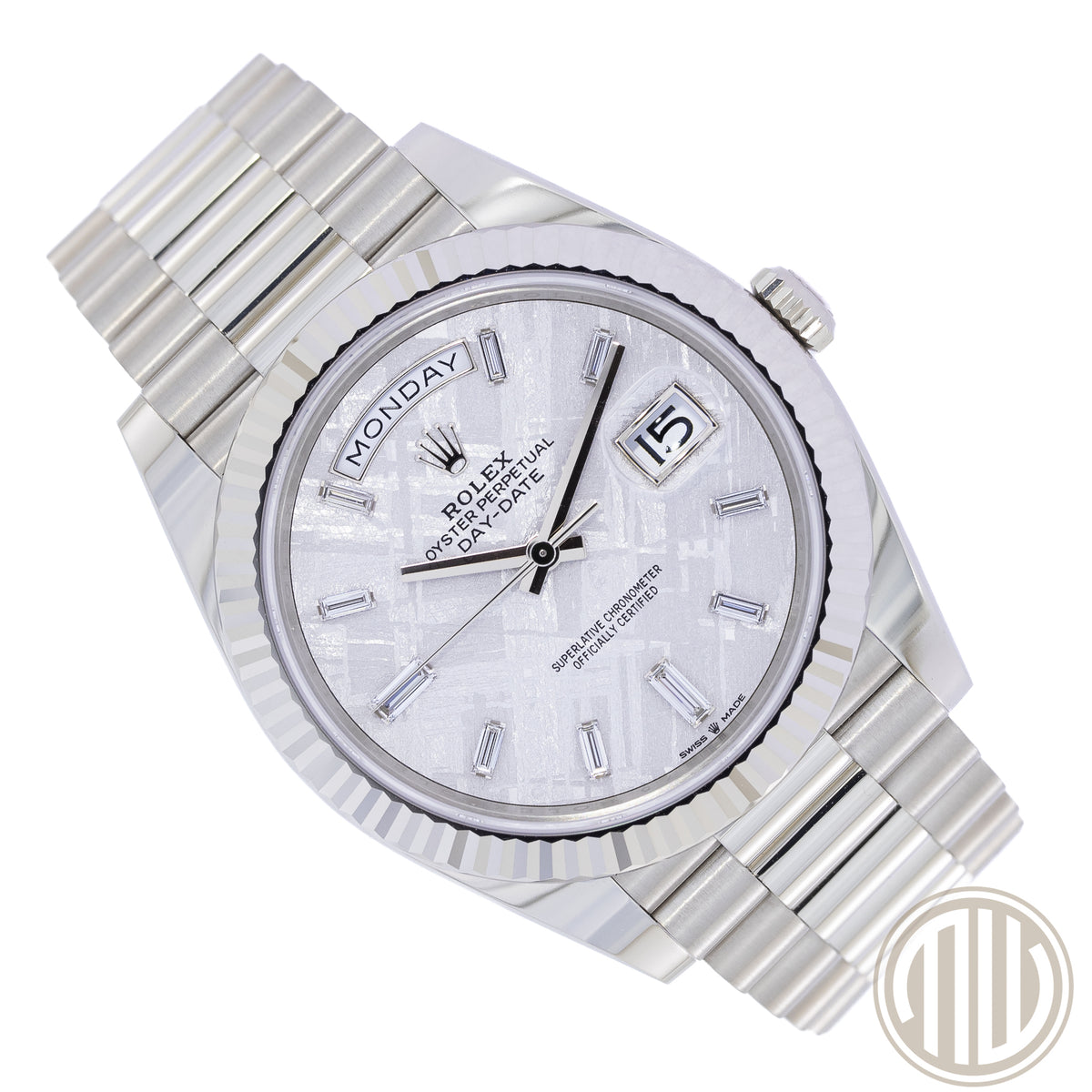 Rolex Day-Date 40 Meteorit Dial | 18kt White Gold | New | Unworn | Orig.Invoice | Fullset