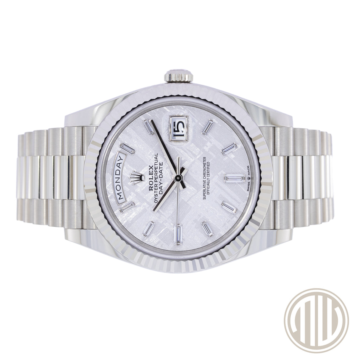 Rolex Day-Date 40 Meteorit Dial | 18kt White Gold | New | Unworn | Orig.Invoice | Fullset