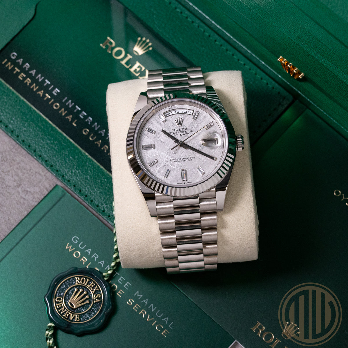 Rolex Day-Date 40 Meteorit Dial | 18kt White Gold | New | Unworn | Orig.Invoice | Fullset