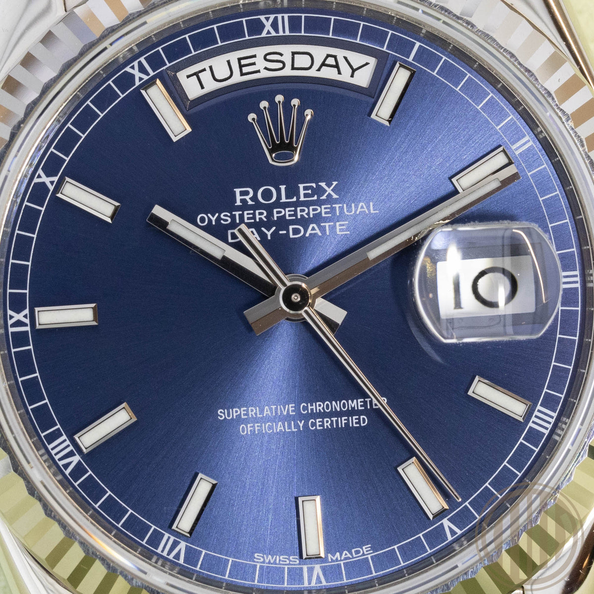 Rolex Day-Date 36 18kt Whitegold | Blue Dial | Lc100 | Box and Papers | 2009