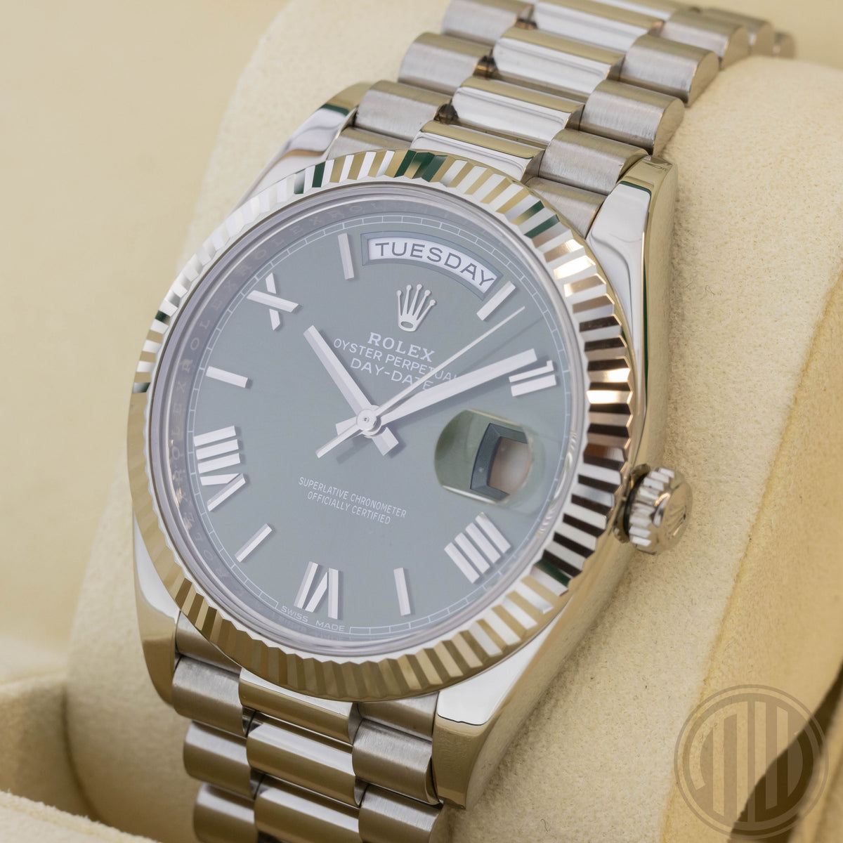 Rolex Day-Date 40 Olive Dial | Lc100 | Orig.Invoice | Box and Papers | 2016