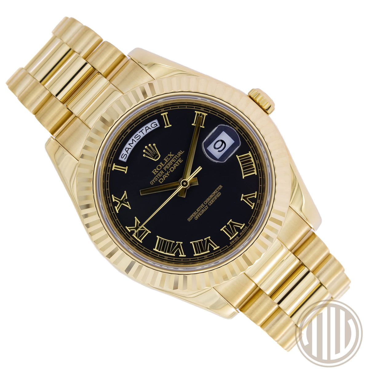 Rolex Day-Date II Black Dial | 18kt Yellowgold | Lc100 | Box and Papers | 2011
