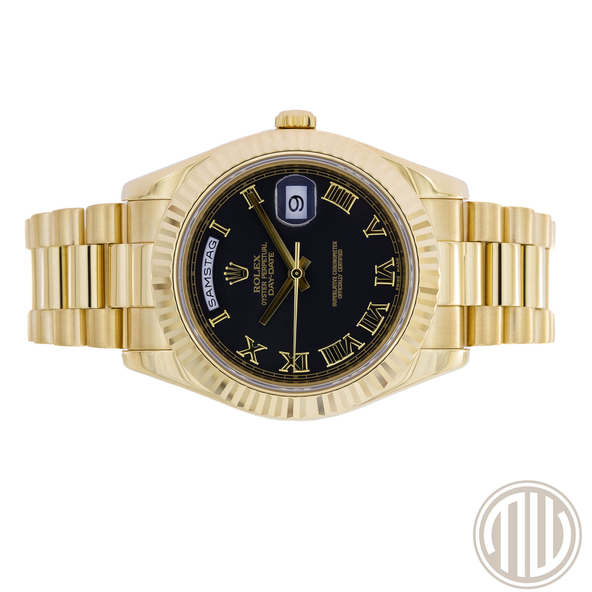 Rolex Day-Date II Black Dial | 18kt Yellowgold | Lc100 | Box and Papers | 2011