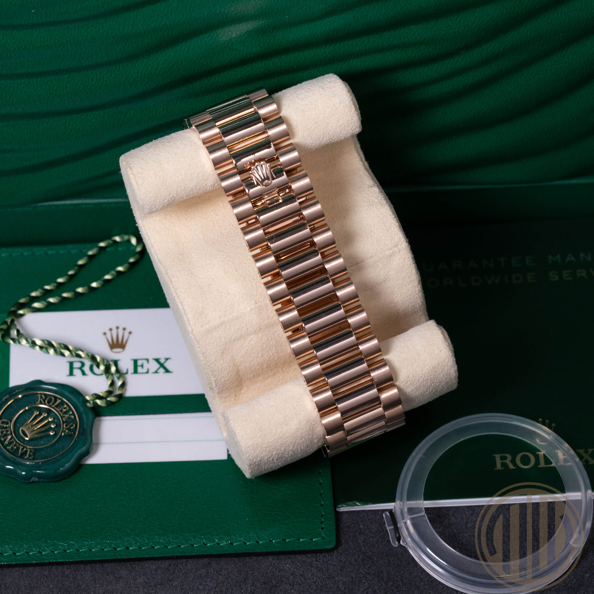 Rolex Day-Date 40 Olive Green Dial | Everose | Lc100 | Box and Papers | 2018