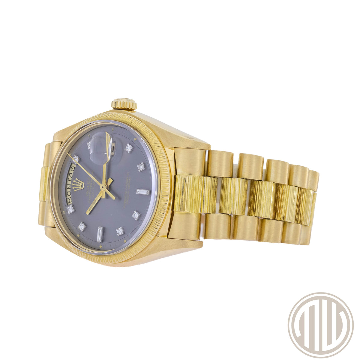Rolex Day-Date 36 Grey Sigma Diamond Dial | Bark | 18kt Yellowgold