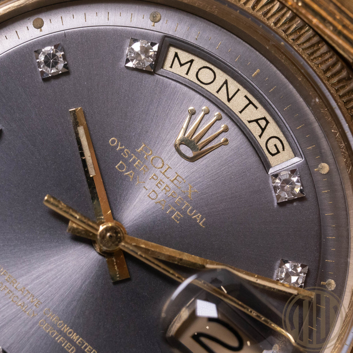 Rolex Day-Date 36 Grey Sigma Diamond Dial | Bark | 18kt Yellowgold