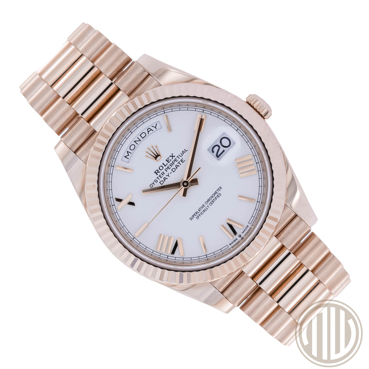 Rolex Day-Date 40 White Roman Dial | Everose-Gold | Box and Papers | 2021