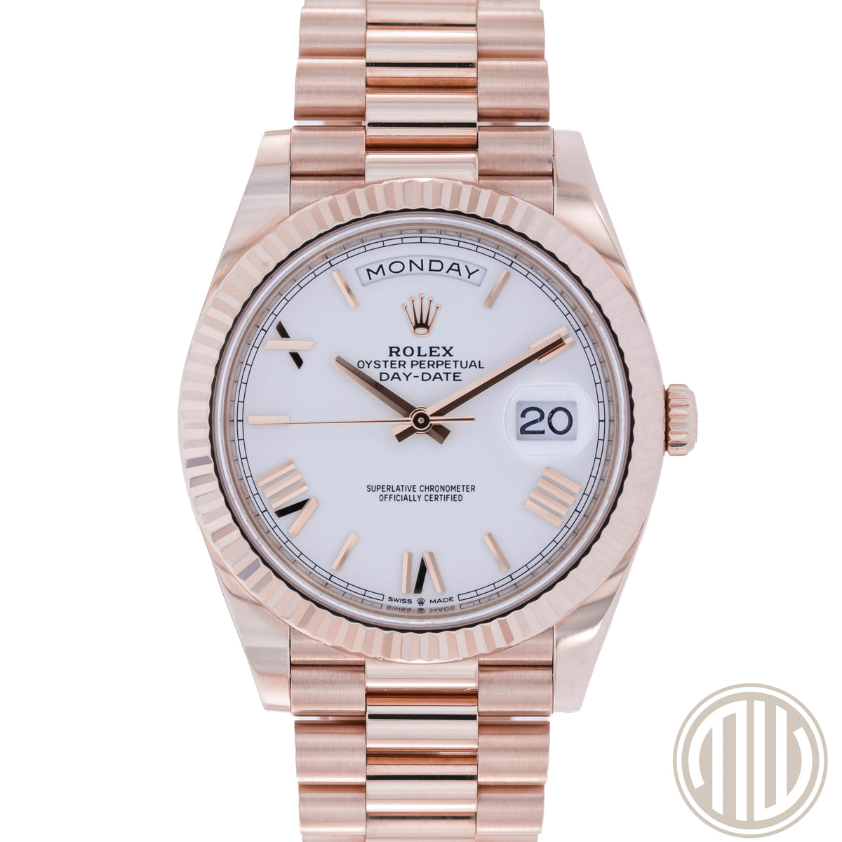 Rolex Day-Date 40 White Roman Dial | Everose-Gold | Box and Papers | 2021