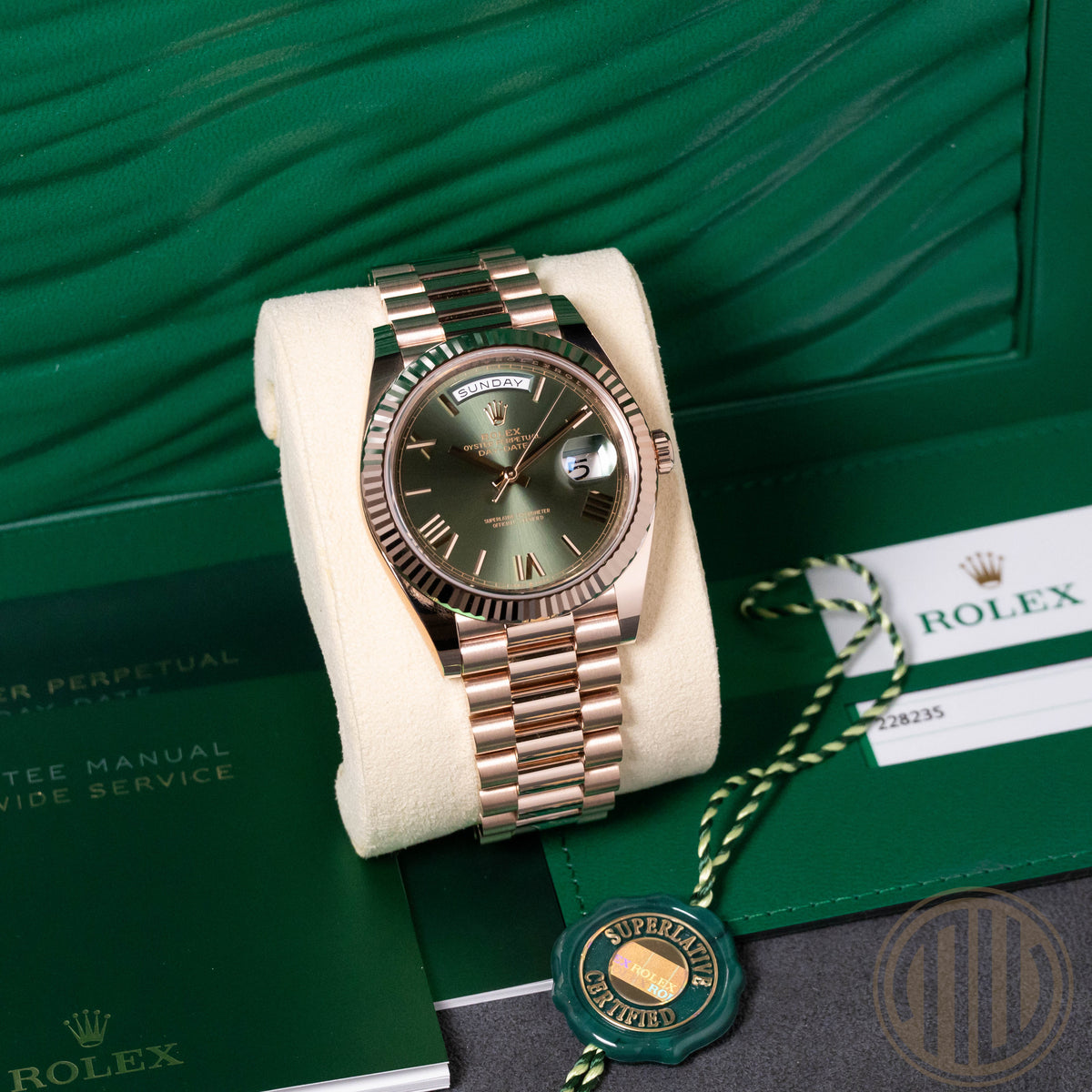 Rolex Day-Date Olive Dial | Lc100 | New | Unworn | Box and Papers | 2019