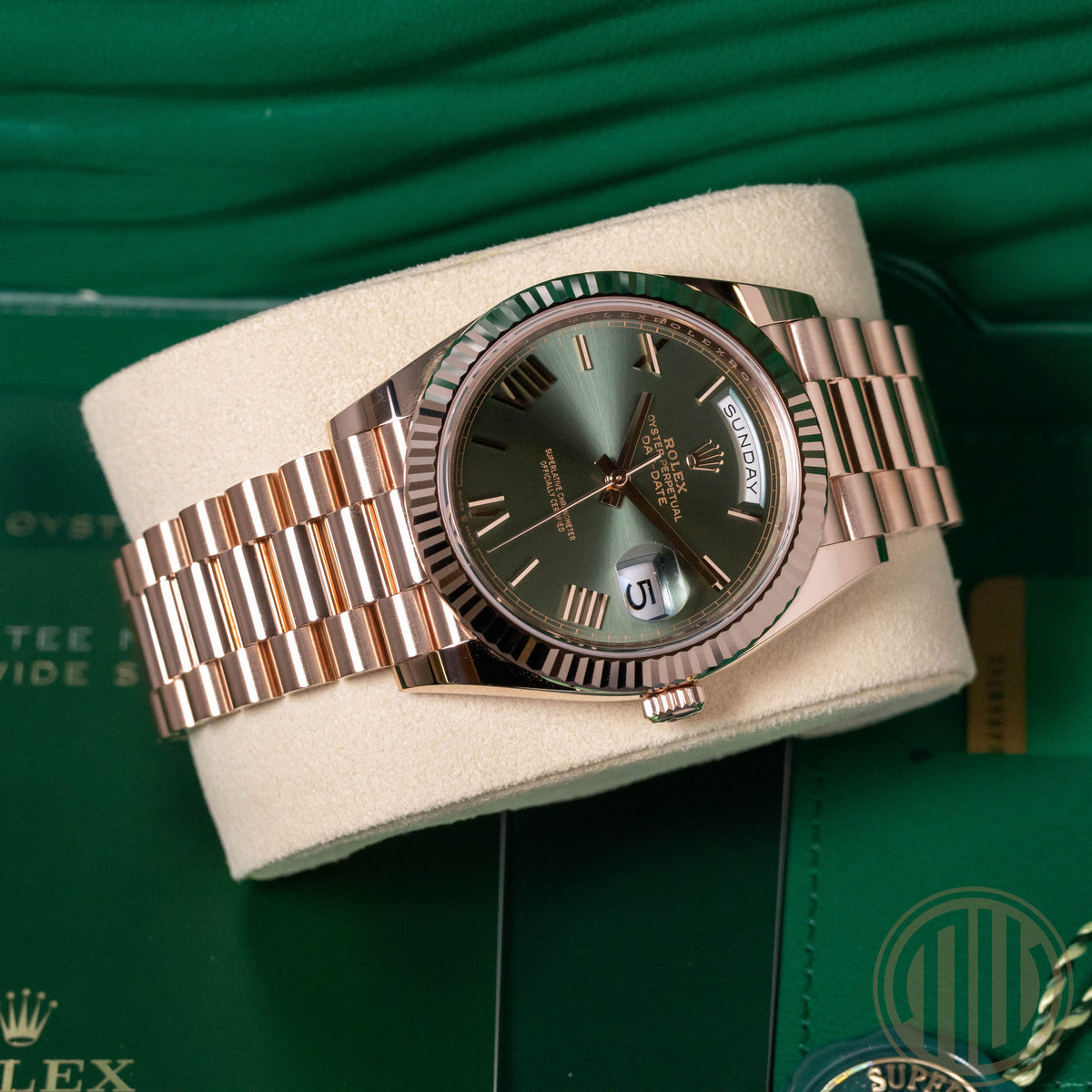 Rolex Day-Date Olive Dial | Lc100 | New | Unworn | Box and Papers | 2019