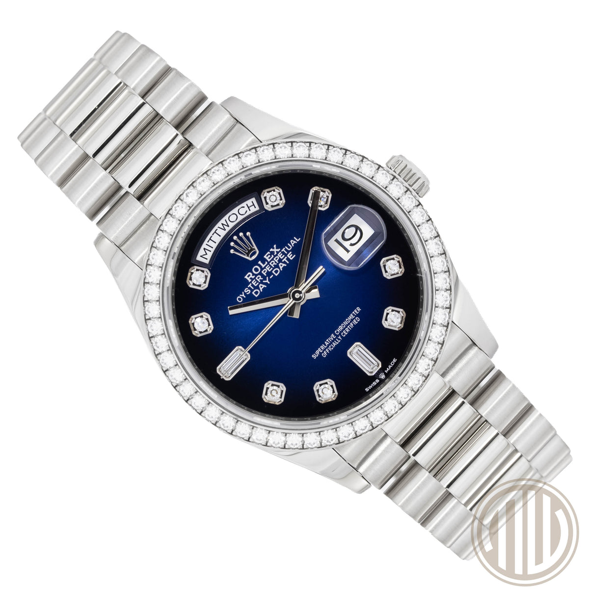 Rolex Day-Date Blue Ombre Diamond Dial | Orig.Bill | Lc100 | Box and Papers