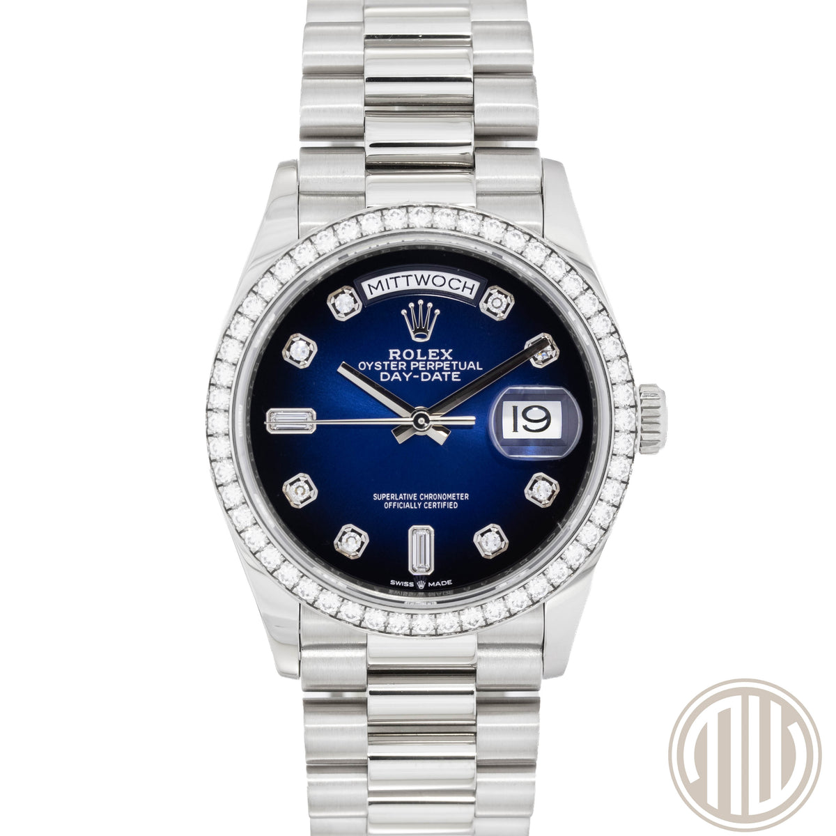 Rolex Day-Date Blue Ombre Diamond Dial | Orig.Bill | Lc100 | Box and Papers