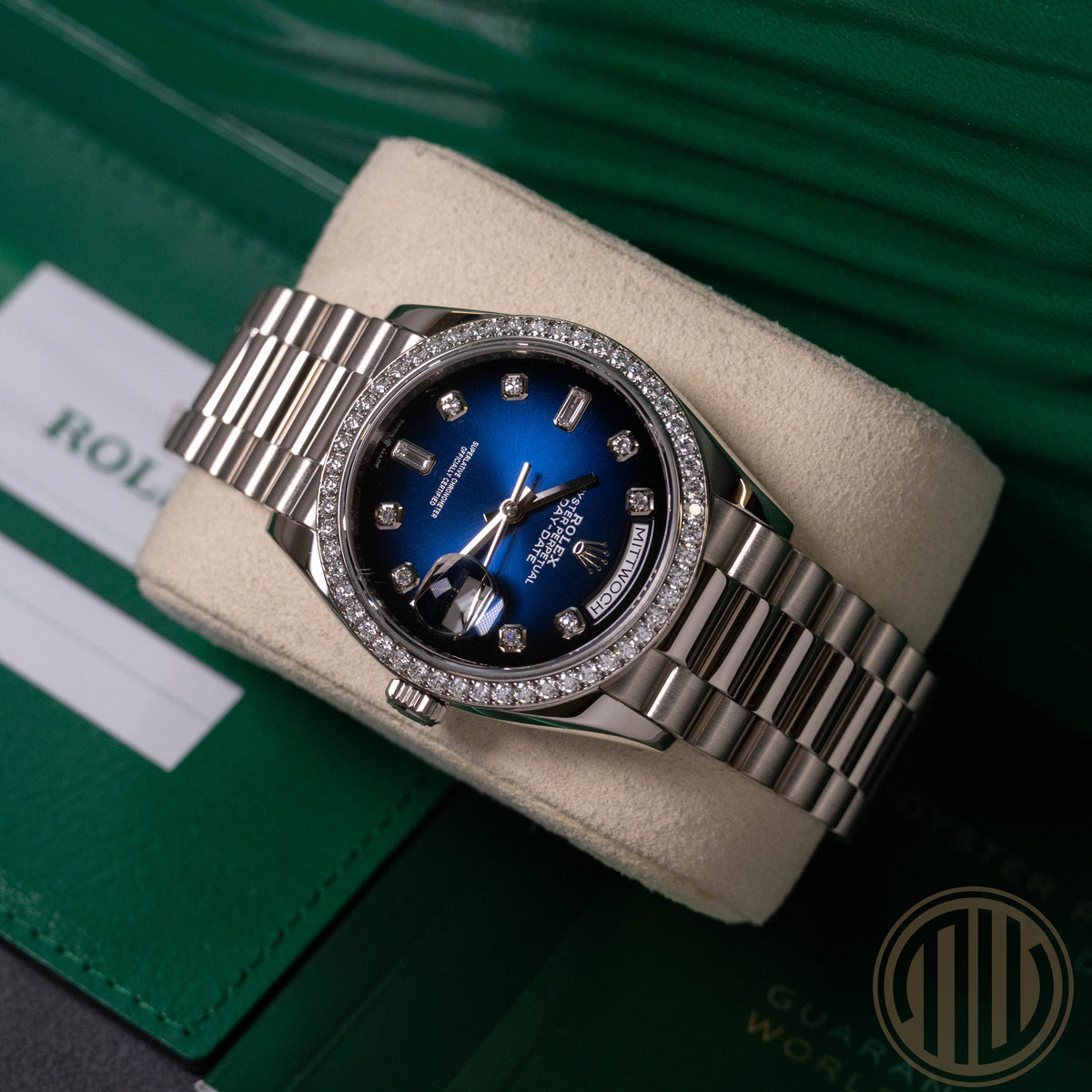Rolex Day-Date Blue Ombre Diamond Dial | Orig.Bill | Lc100 | Box and Papers