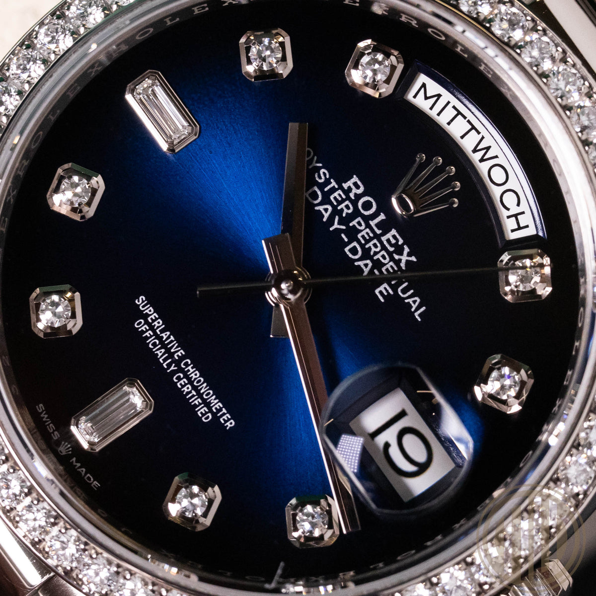 Rolex Day-Date Blue Ombre Diamond Dial | Orig.Bill | Lc100 | Box and Papers