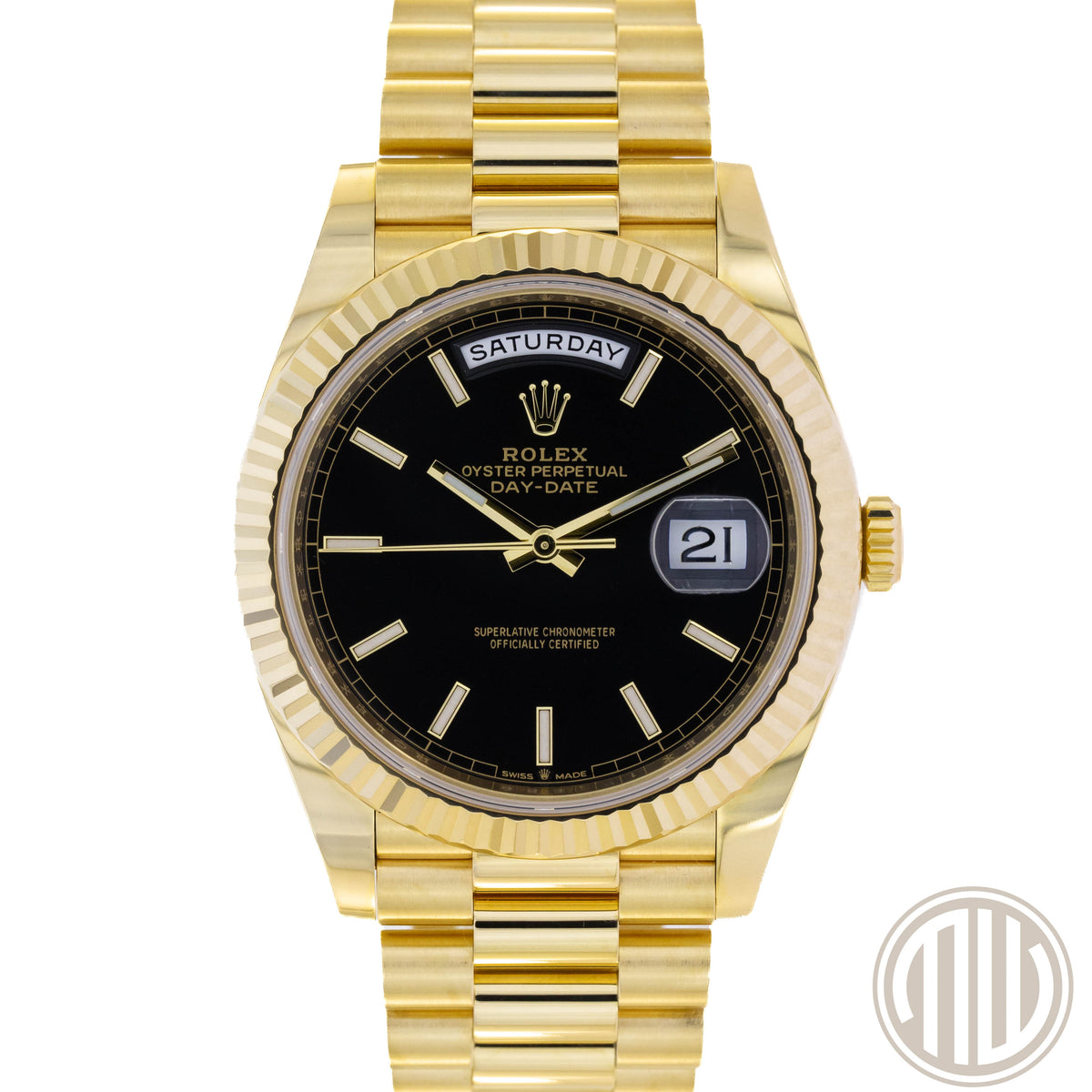Rolex Day-Date Black Dial | 18kt Yellowgold | Orig.Invoice | Box and Papers