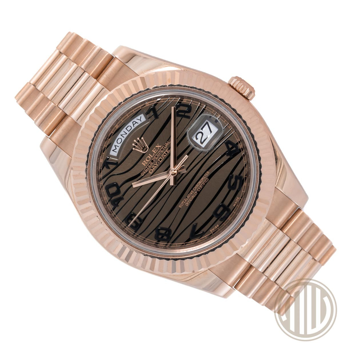 Rolex Day-Date II Chocolate Wave Dial | Lc100 | Box and Papers | 218235