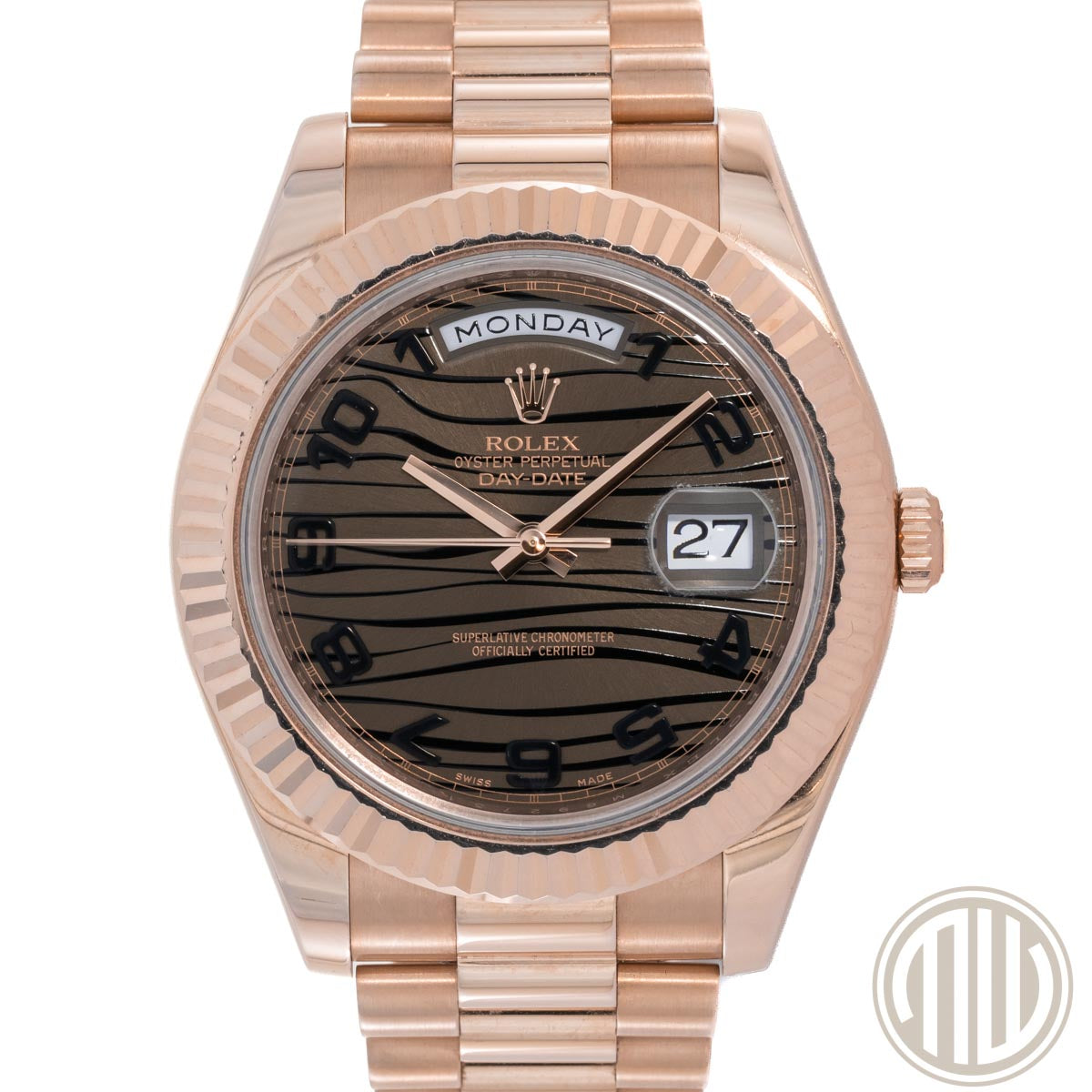 Rolex Day-Date II Chocolate Wave Dial | Lc100 | Box and Papers | 218235