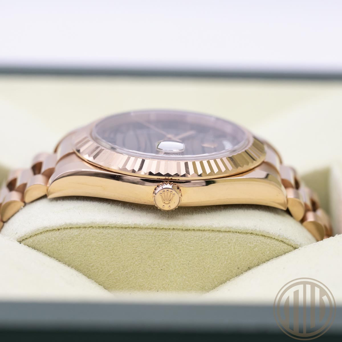 Rolex Day-Date II Chocolate Wave Dial | Lc100 | Box and Papers | 218235