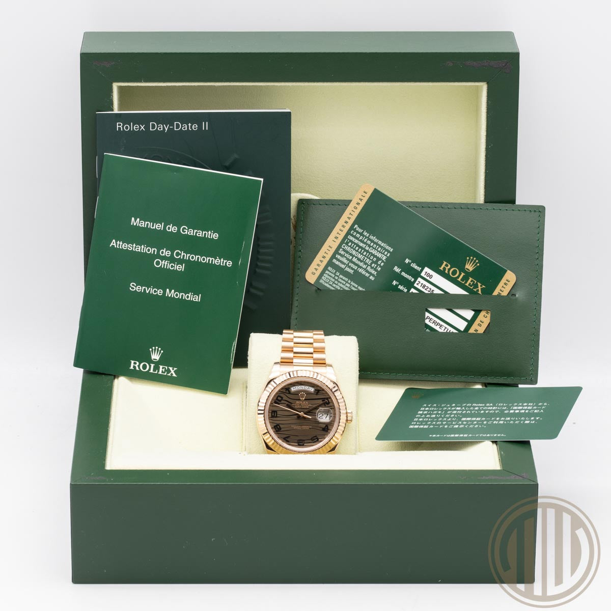 Rolex Day-Date II Chocolate Wave Dial | Lc100 | Box and Papers | 218235