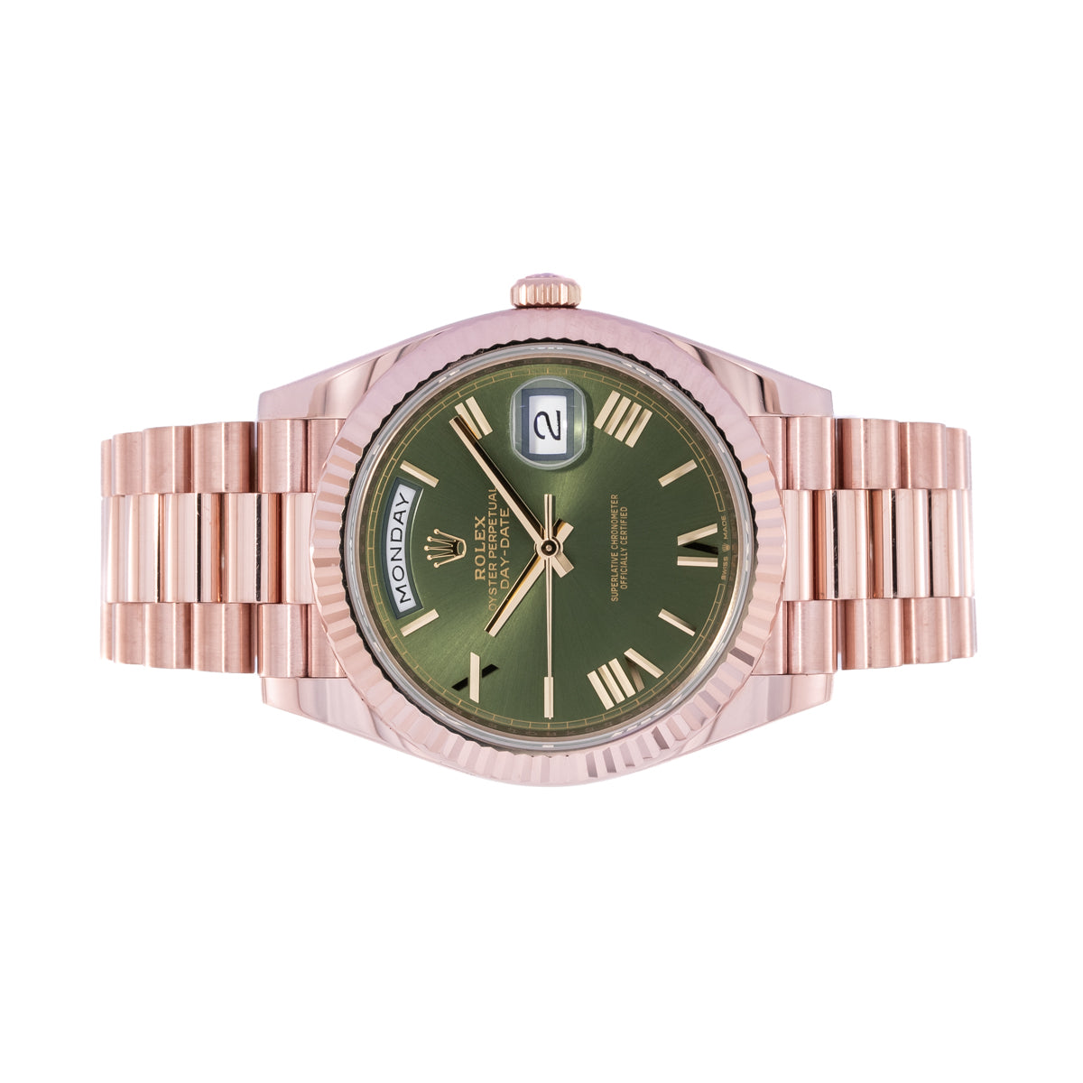 Rolex Day-Date 40 Roségold | Olive Dial | Box and Papers | 2020 | 228235