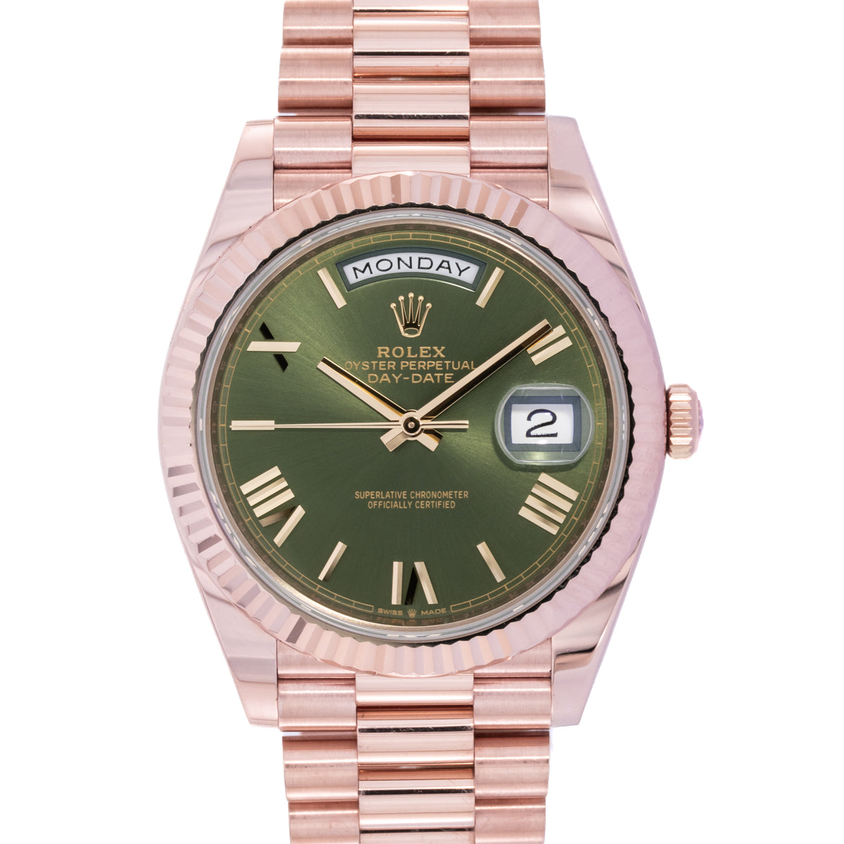 Rolex Day-Date 40 rose gold | Olive Dial | Box and Papers | 2020 | 228235