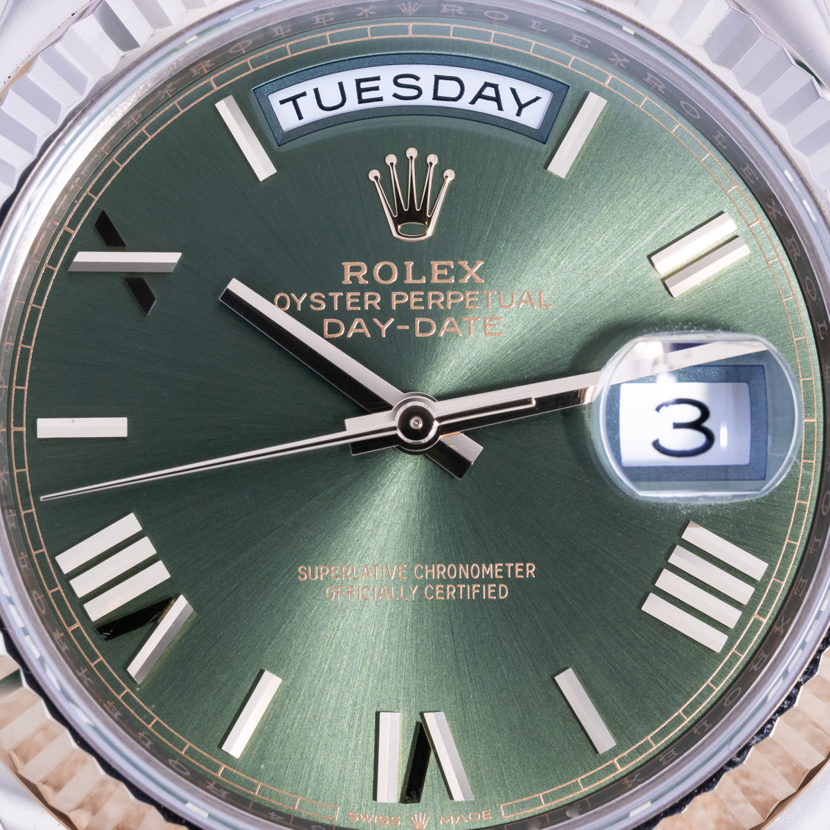 Rolex Day-Date 40 rose gold | Olive Dial | Box and Papers | 2020 | 228235