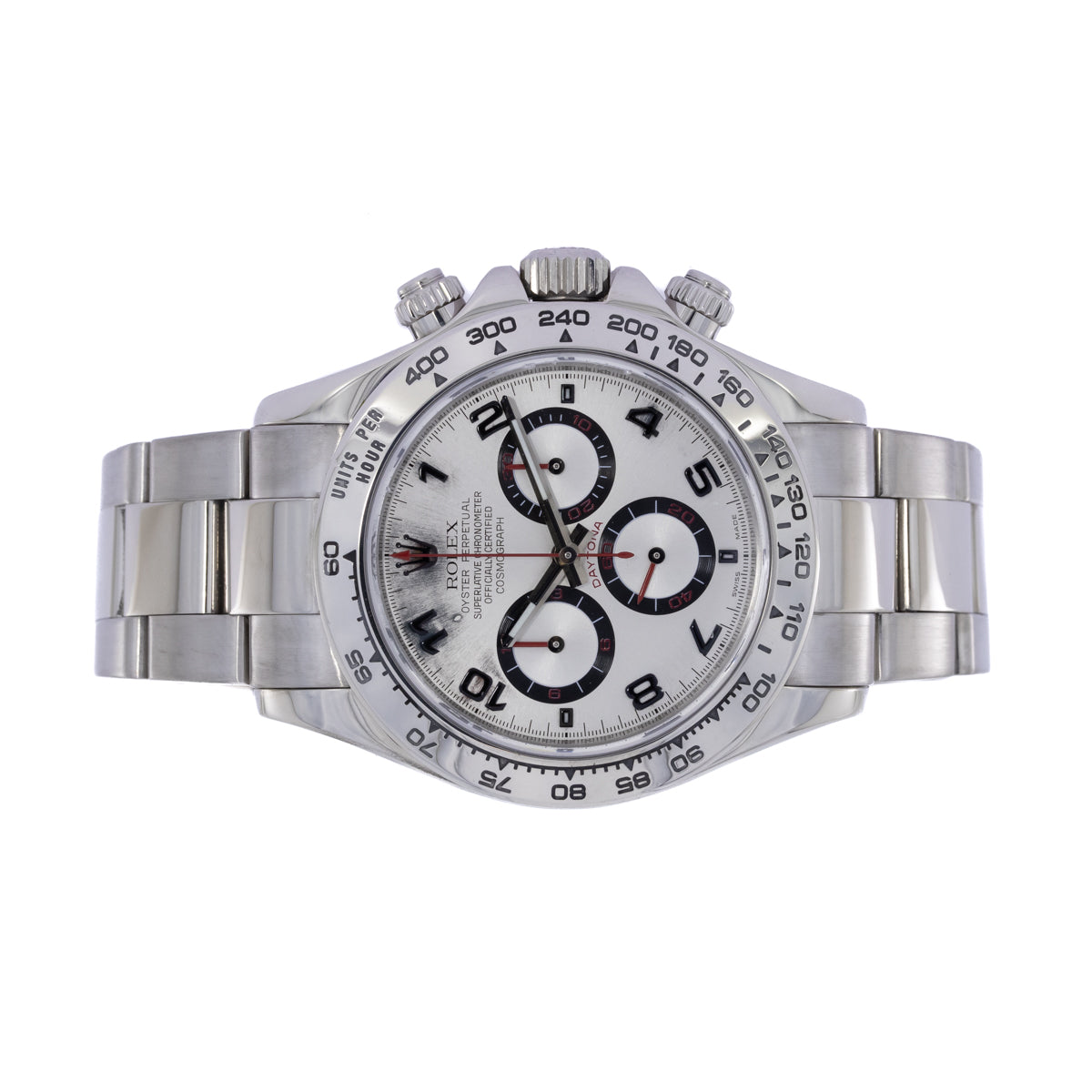 Rolex Daytona oro blanco de 18 quilates | Esfera de carreras plateada | Serie Z | 2007