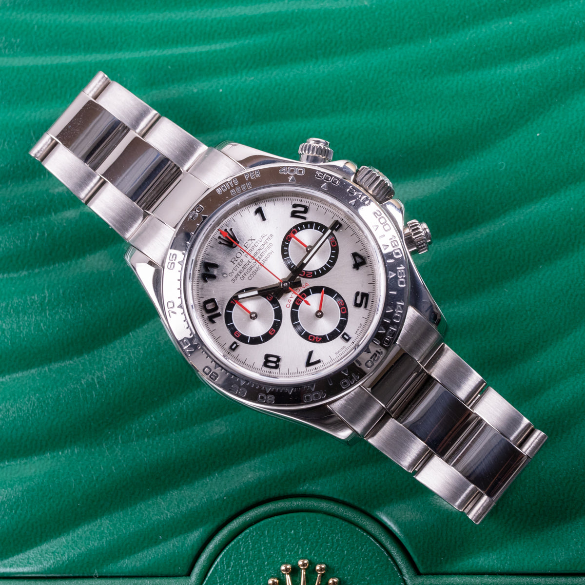 Rolex Daytona oro blanco de 18 quilates | Esfera de carreras plateada | Serie Z | 2007