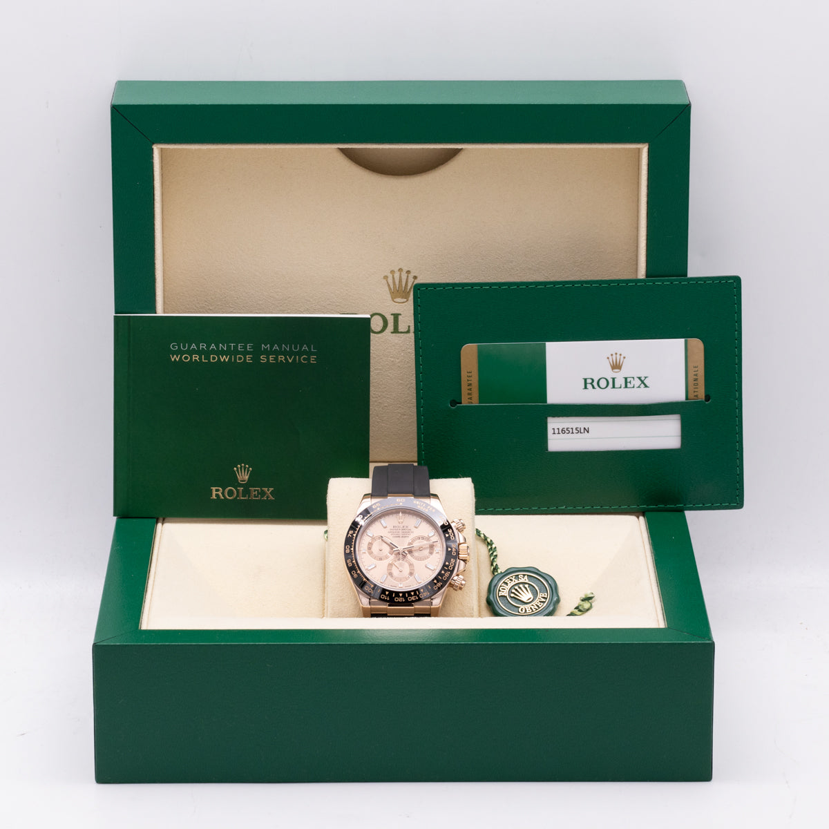 Rolex Daytona Oro rosa de 18 quilates | Esfera baguette | Lc100 | Ostraflex | Caja y Papeles | 2019 