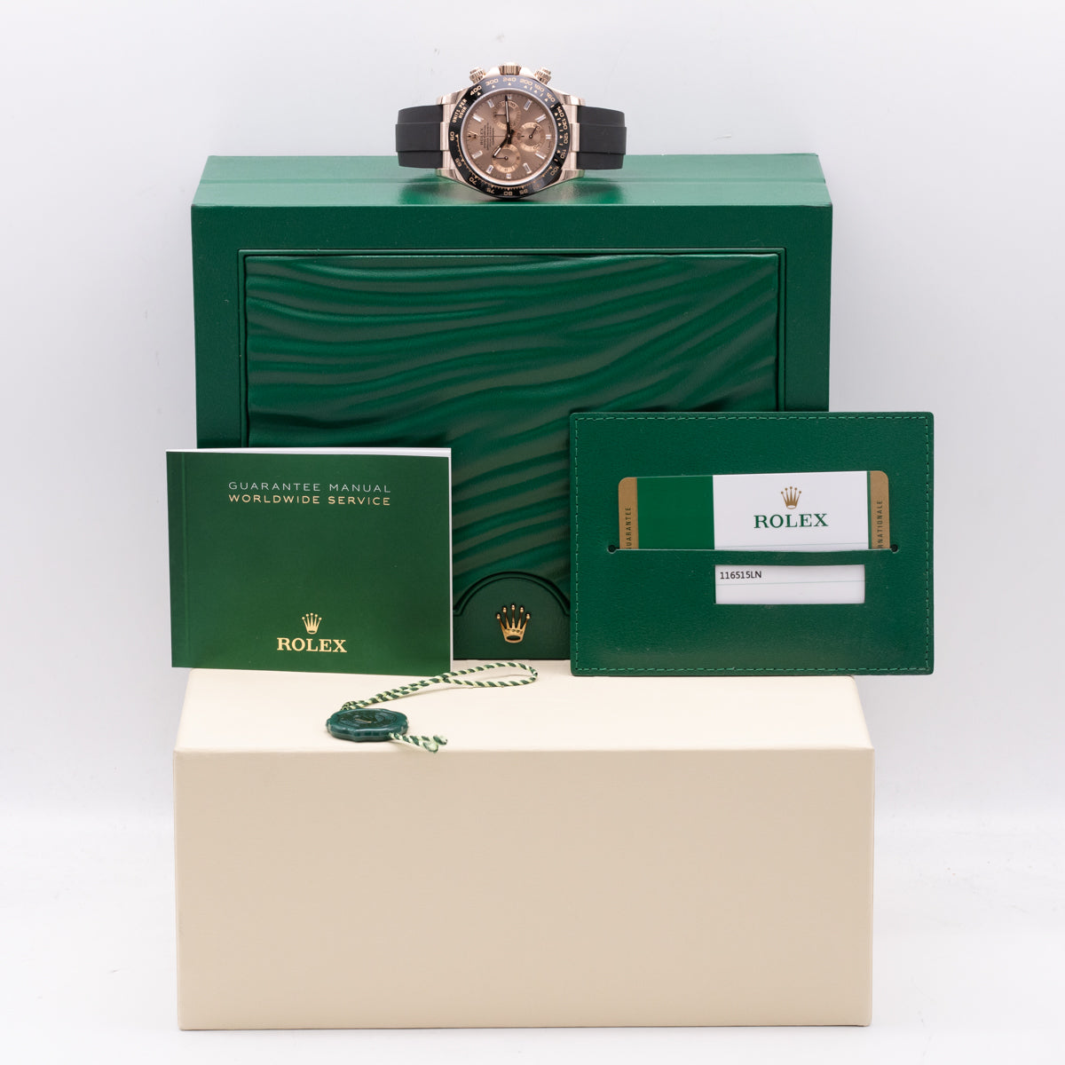 Rolex Daytona 18Karat Roségold | Baguette Dial | Lc100 | Oysterflex | Box and Papers | 2019