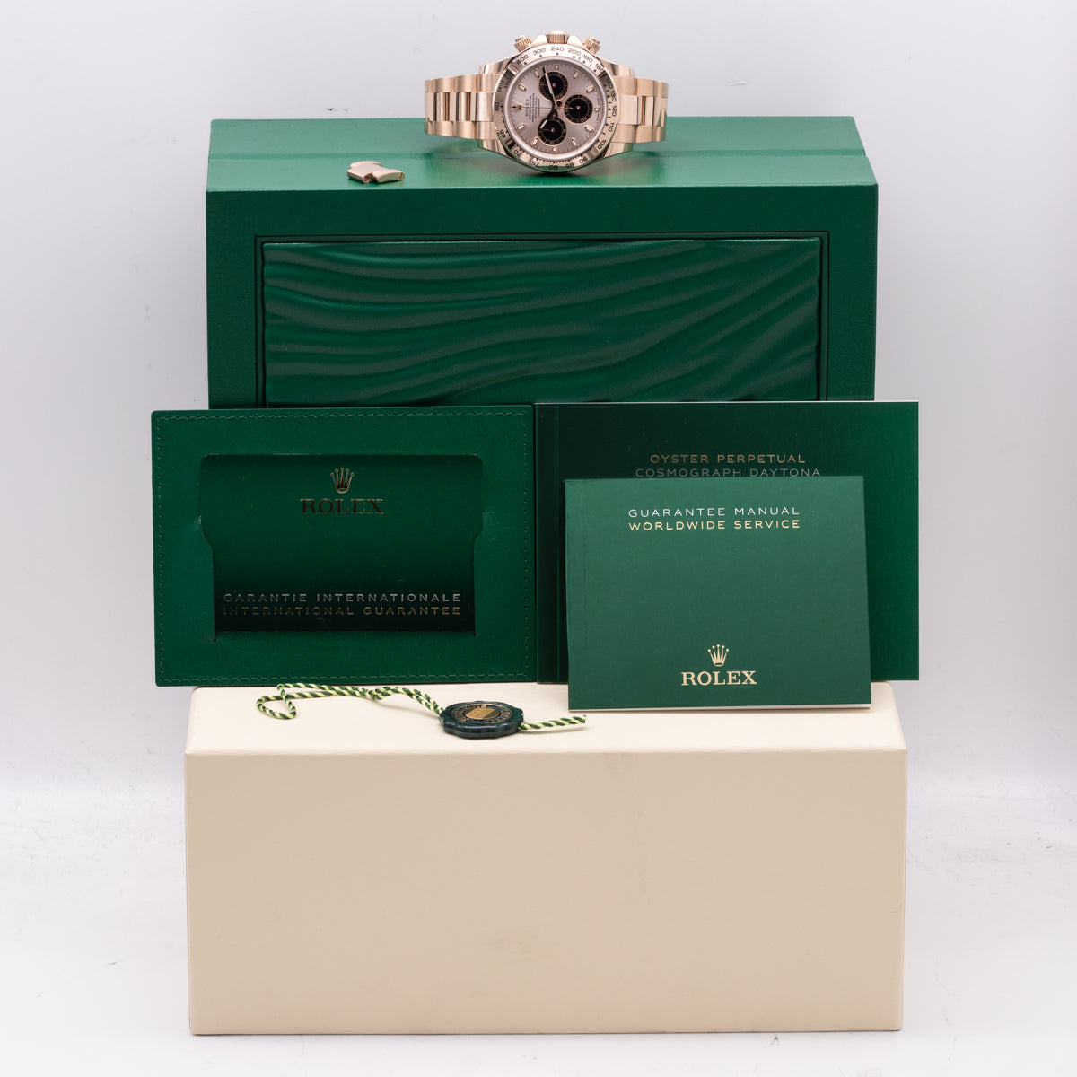 Rolex Daytona Oro rosa de 18 quilates | Esfera de polvo de sol | Conjunto completo | 2023 | 116505