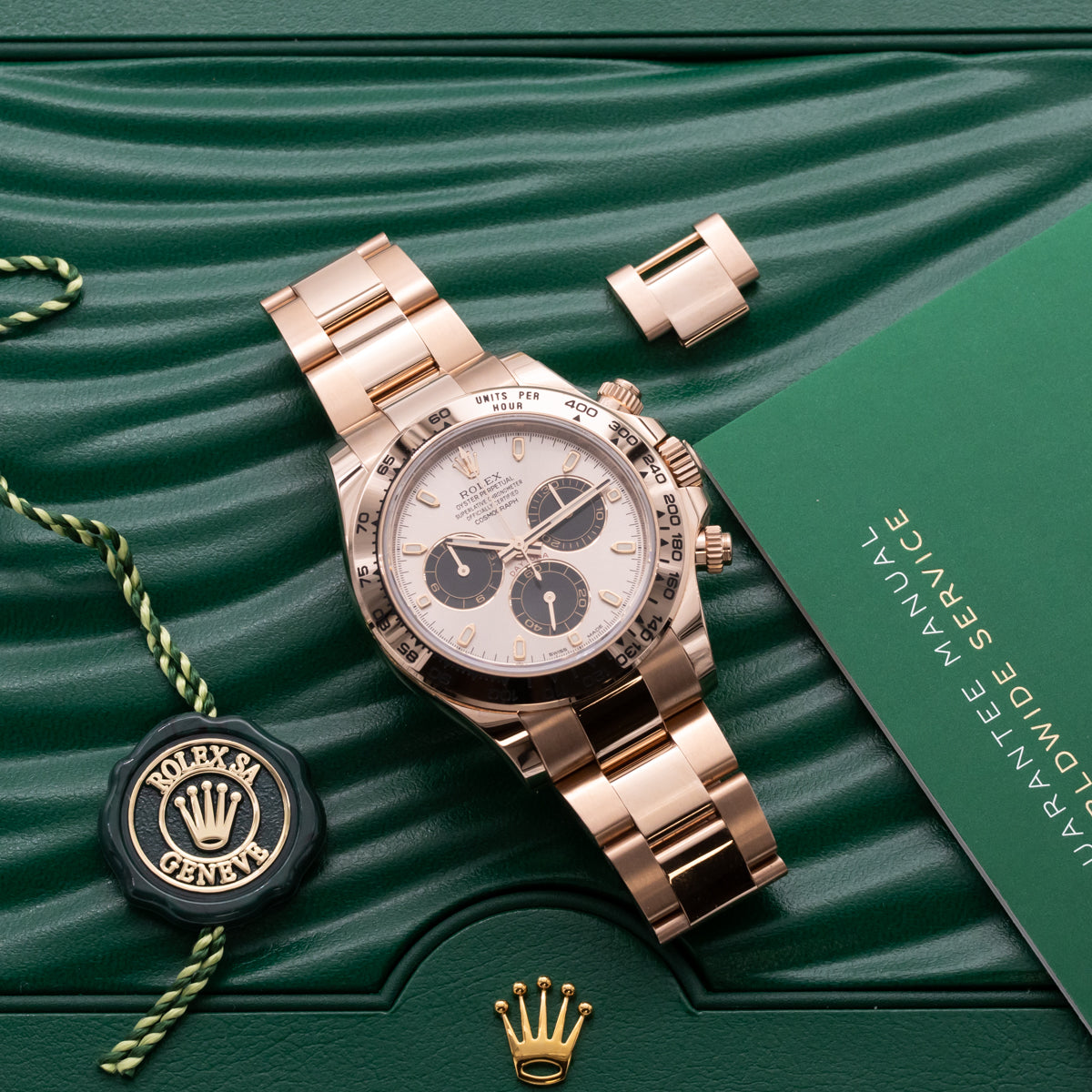 Rolex Daytona Oro rosa de 18 quilates | Esfera de polvo de sol | Conjunto completo | 2023 | 116505