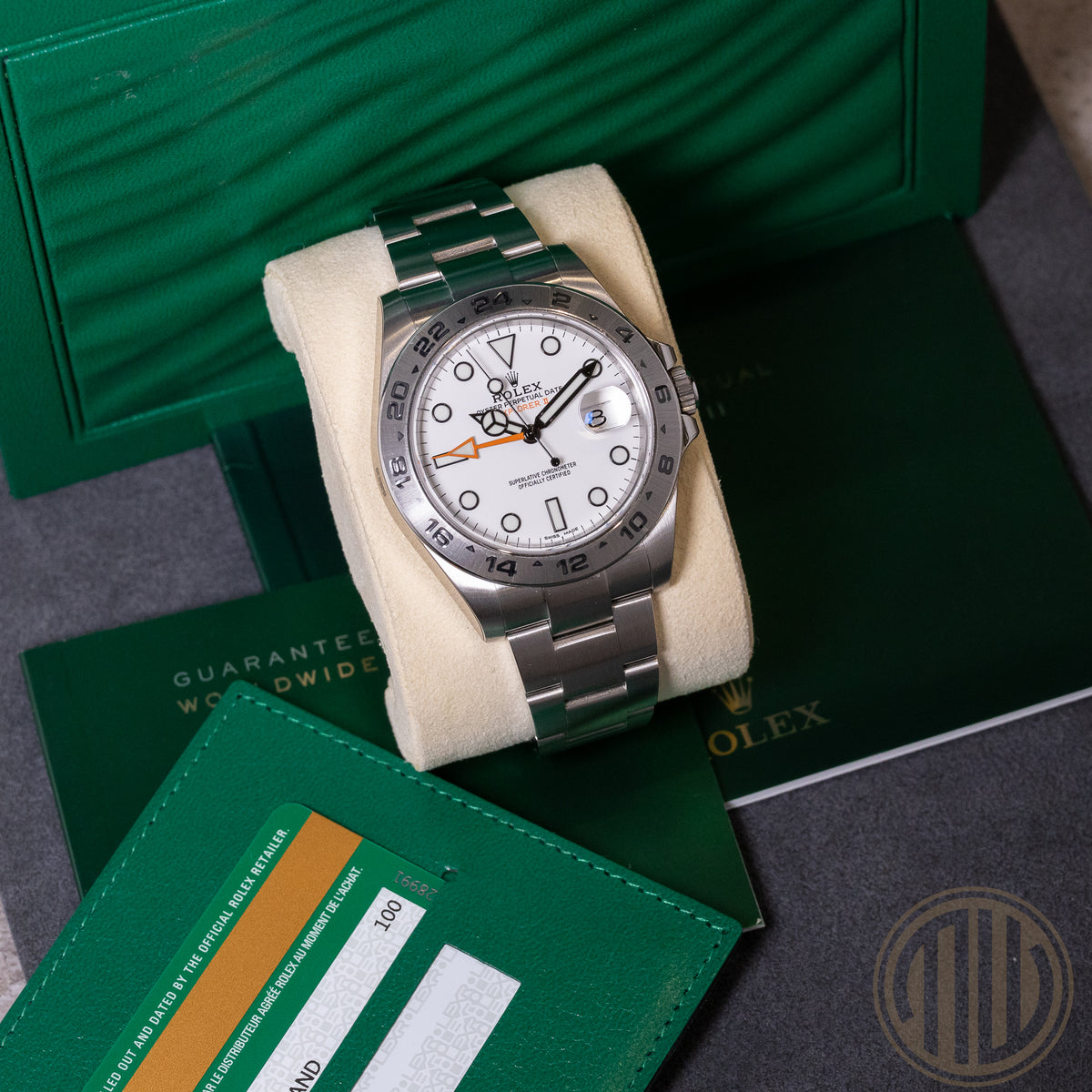 Rolex Explorer II White Dial New | Full-Sticker | Lc100 | Box and Papers | 2017
